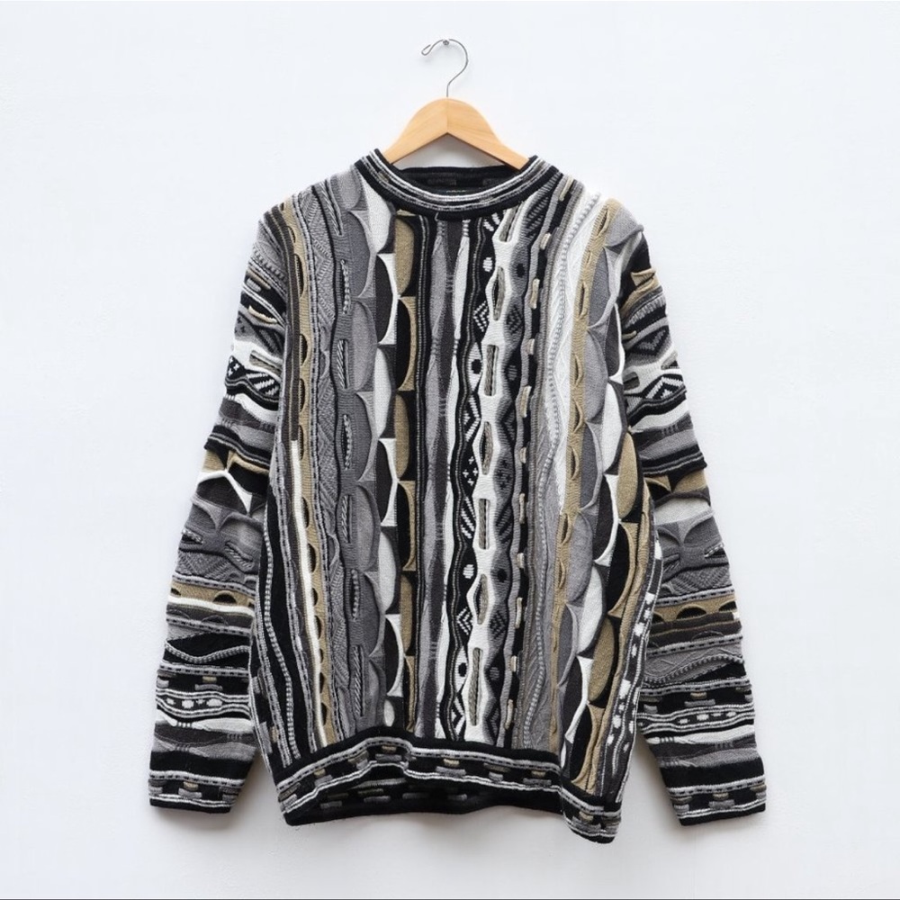 Vintage 90s COOGI Australia Men's L Knit Crewneck Sweater Pullover - Brown